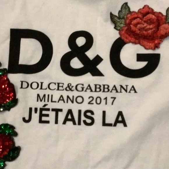 Dolce & Gabbana White Tee with Red Floral Design - Picture 4 of 4